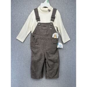 All Mine Childrens Overall Outfit Set Size 18M Brown Long Sleeve Snap Close NWT